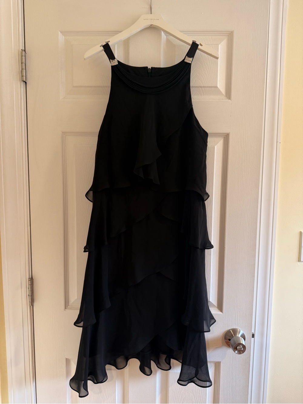 S.L. Fashions Black High-Low Ruffle Tier Dress